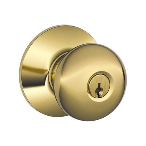 F80-PLY-609 Schlage F Series - Knob Plymouth Style with Storeroom Lock Function in Antique Brass