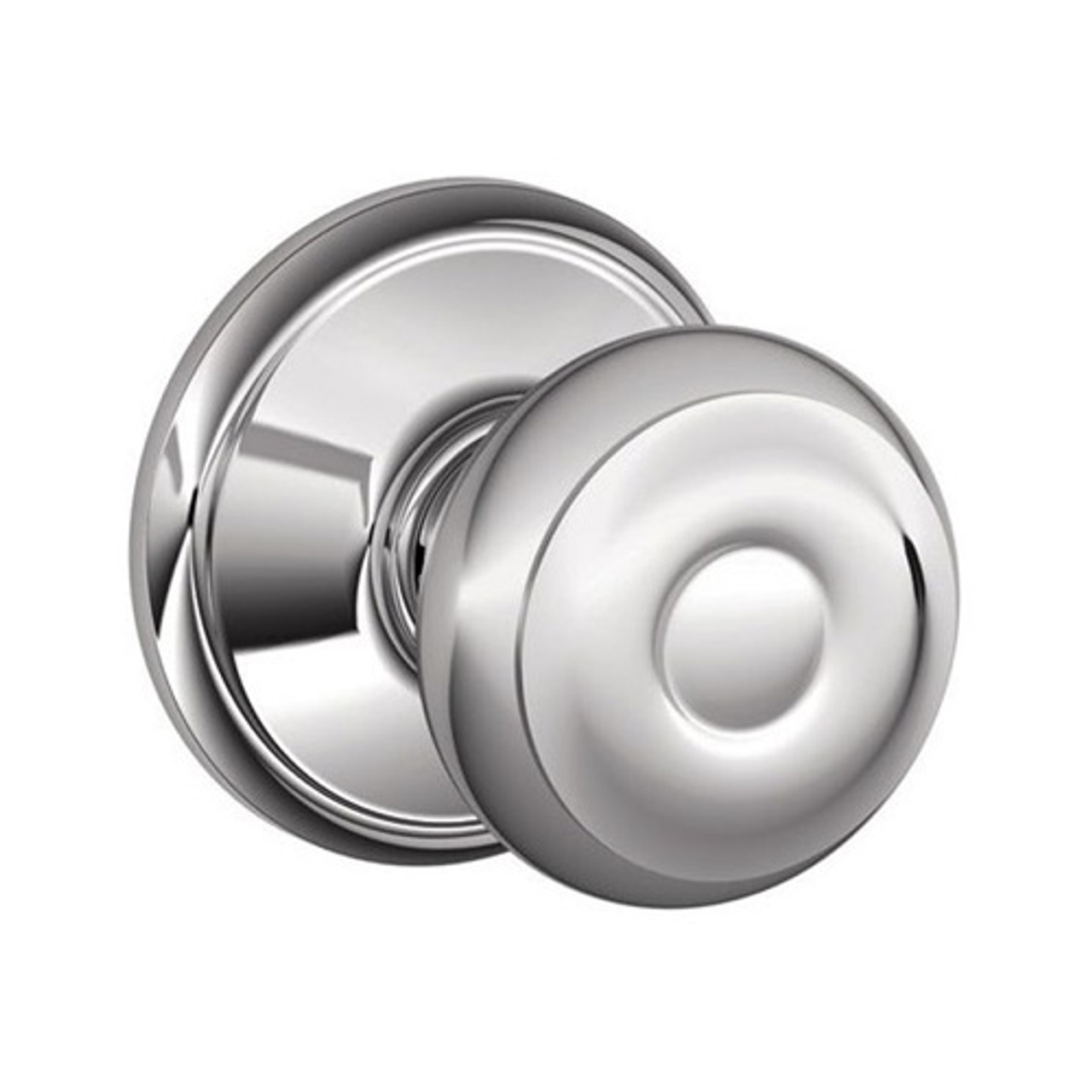 F10-GEO-625 Schlage F Series - Knob Georgian Style with Passage Lock Function in Bright Chrome