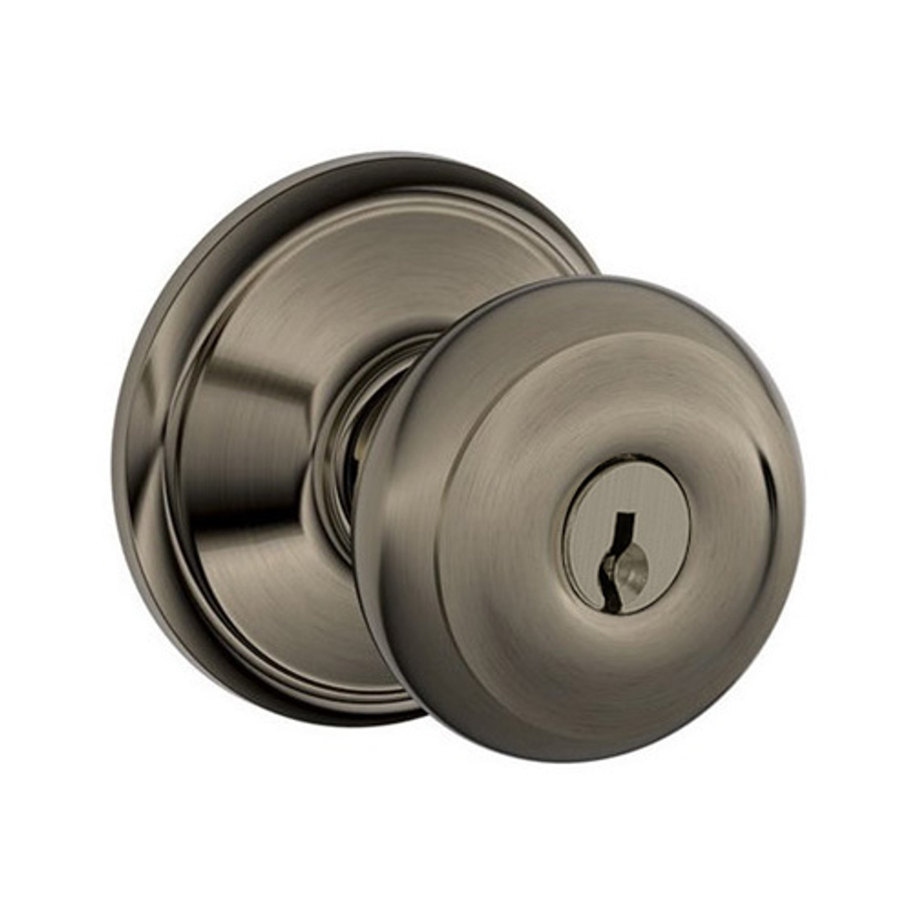 F80-GEO-620 Schlage F Series - Knob Georgian Style with Storeroom Lock Function in Antique Pewter