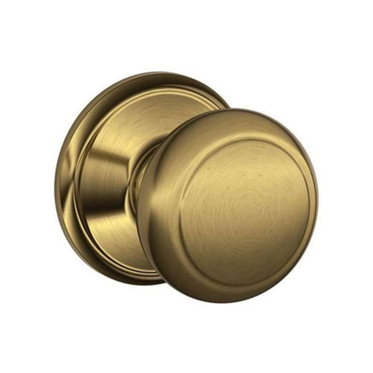 F40-AND-609 Schlage F Series - Knob Andover Style with Privacy Lock Function in Antique Brass