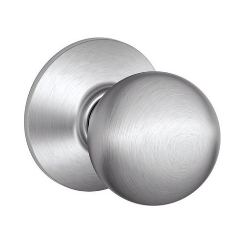 F10-ORB-626 Schlage F Series - Knob Orbit Style with Passage Lock Function in Satin Chrome