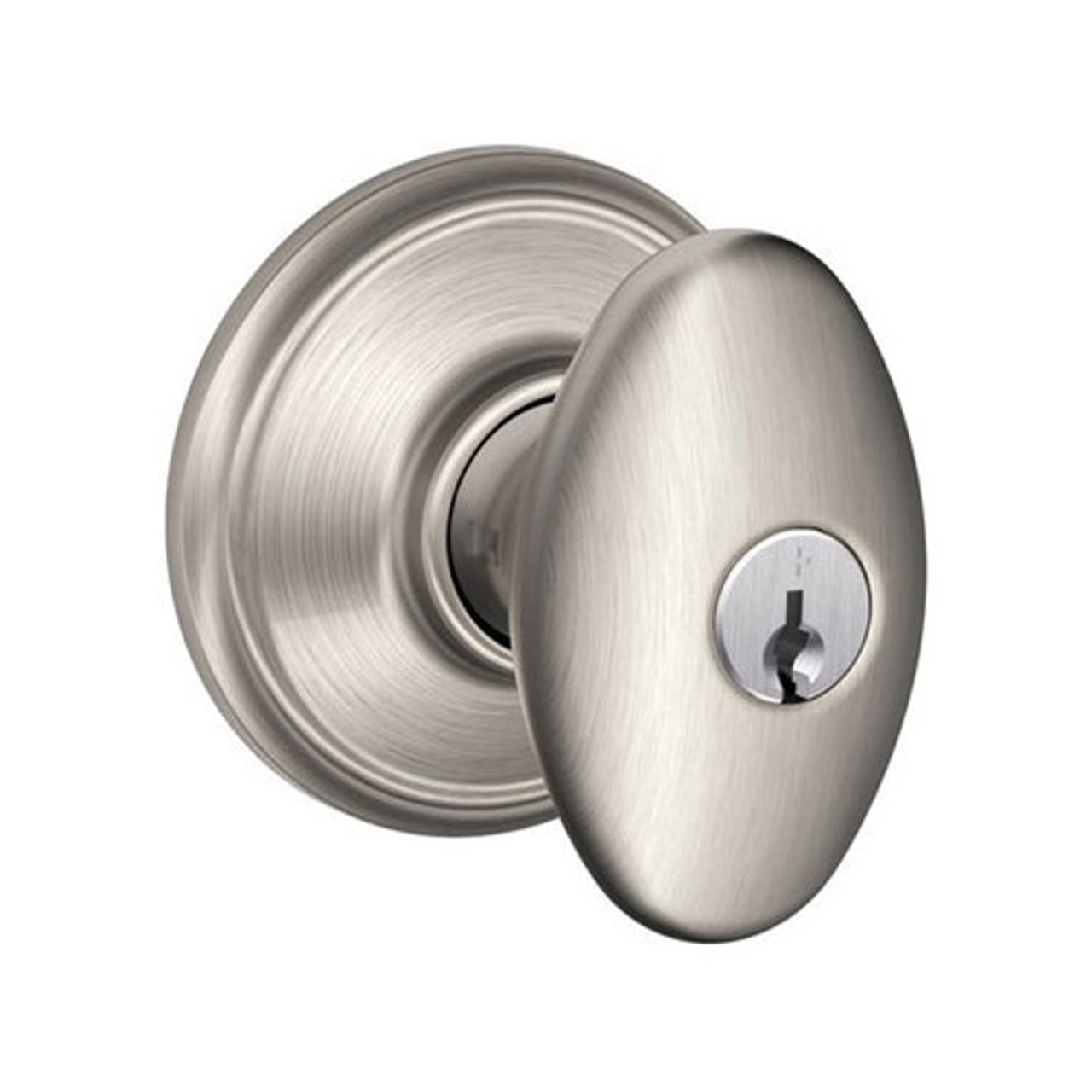 F80-SIE-619 Schlage F Series - Knob Siena Style with Storeroom Lock Function in Satin Nickel