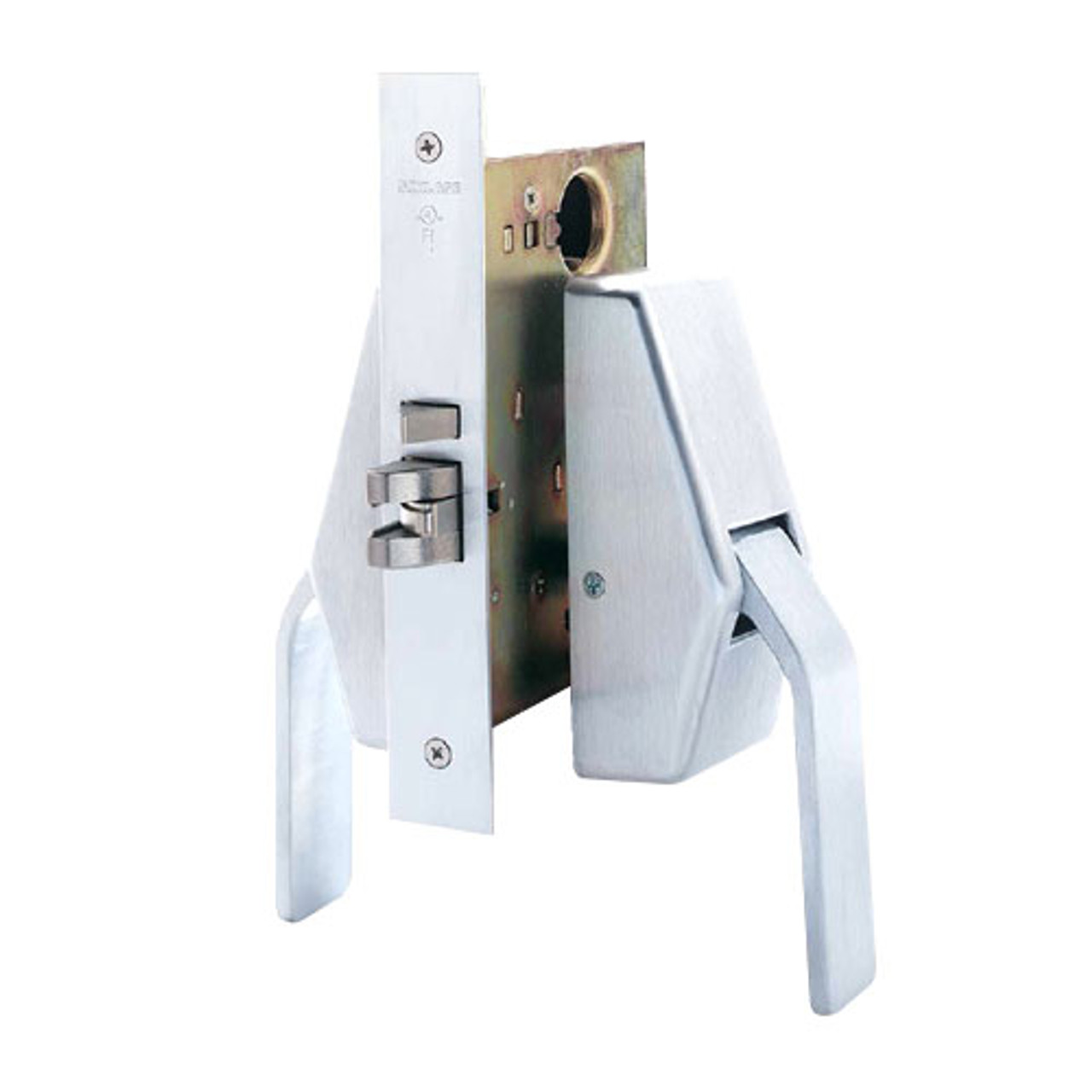 HL6-9040-625 Glynn Johnson HL6 Series Privacy Thumbturn Function Push and Pull latch with Mortise Lock in Bright Chrome Finish