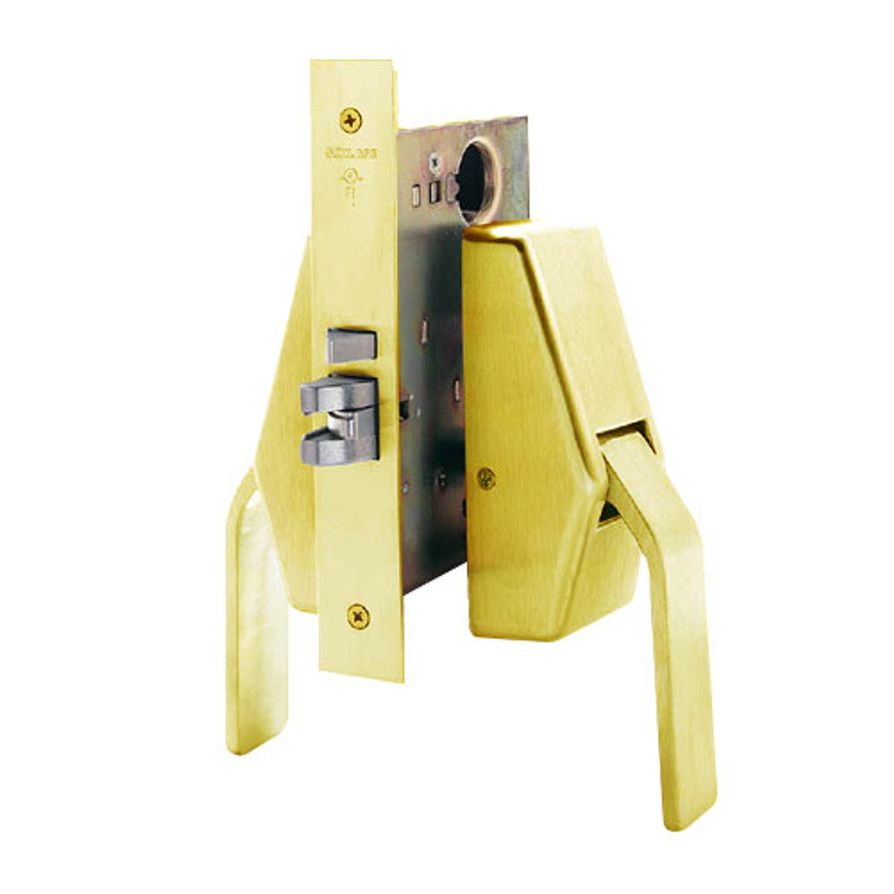 HL6-9486-605 Glynn Johnson HL6 Series Hotel Lock Thumbturn Function Push and Pull latch with Mortise Lock in Bright Brass Finish