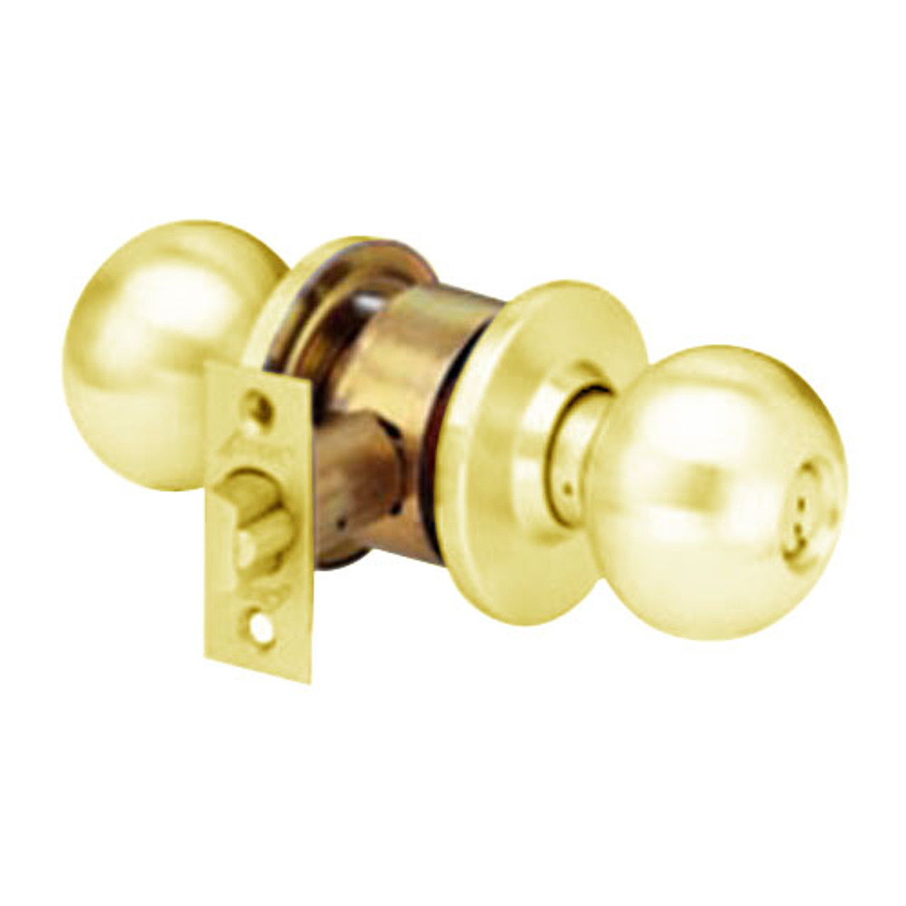 MK14-BD-03 Arrow Lock MK Series Cylindrical Locksets Single Cylinder for Service Station with BD Knob in Bright Brass Finish