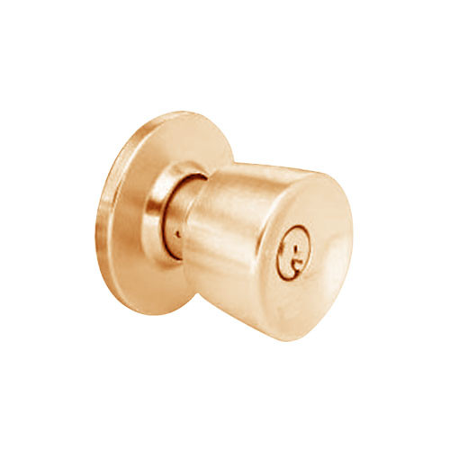 MK03-DD-10 Arrow Lock MK Series Communicating Passage Knob with DD Design in Satin Bronze Finish