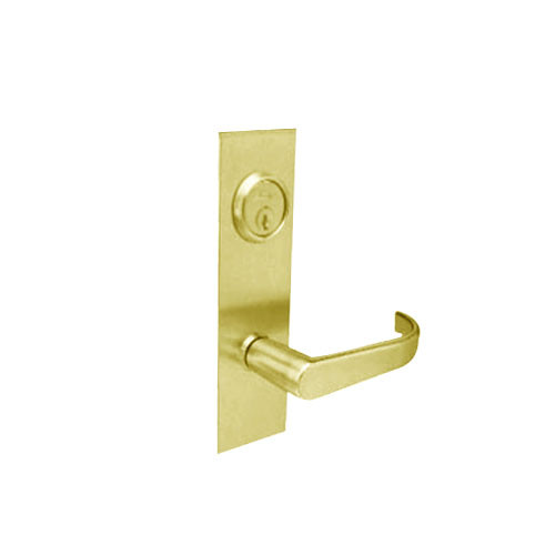 BM13-BRH-04 Arrow Mortise Lock BM Series Front Door Lever with Broadway Design and H Escutcheon in Satin Brass