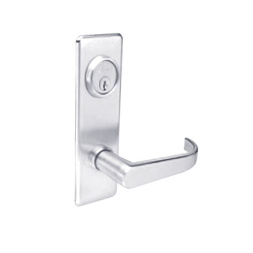 BM23-BRG-26 Arrow Mortise Lock BM Series Vestibule Lever with Broadway Design and G Escutcheon in Bright Chrome
