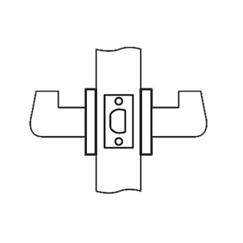 RL01-SR-26D Arrow Cylindrical Lock RL Series Passage Lever with Sierra Trim Design in Satin Chrome