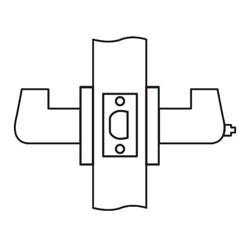 CL02-LC-03-LHR Arrow Cylindrical Lock with Lunar Lever Design in Bright Brass