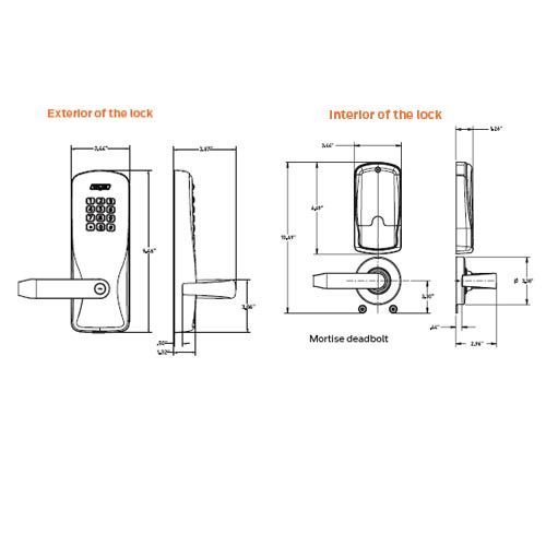 CO100-MS-70-KP-RHO-PD-605 Schlage Standalone Mortise Electronic Keypad locks in Bright Brass