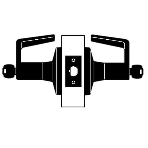 T381BD-Q-605 Falcon T Series Cylindrical Exit Security Lock with Quantum Lever Style Prepped for SFIC in Bright Brass