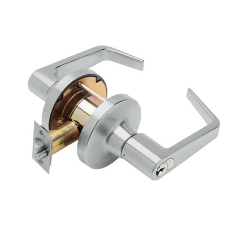 T581GD-D-619 Falcon T Series Cylindrical Storeroom Lock with Dane Lever Style Prepped for SFIC in Satin Nickel Finish