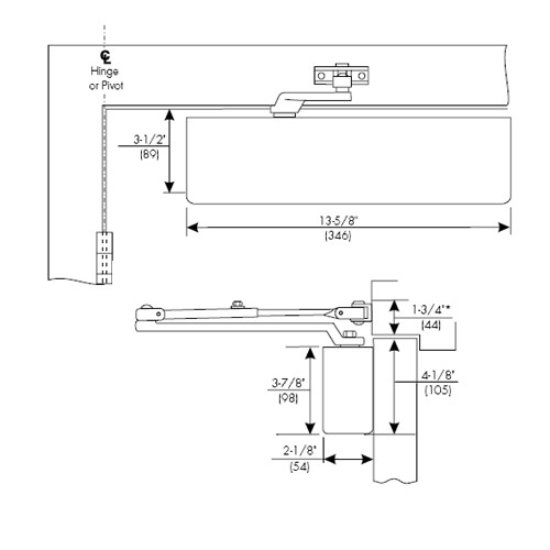 S7500-689 Norton 7500 Series Non-Hold Open Institutional Door Closer with Regular Arm Application Only in Aluminum