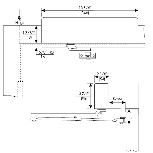 JS7500-689 Norton 7500 Series Non-Hold Open Institutional Door Closer with Top Jamb Application 3 inch Maximum Reveal in Aluminum