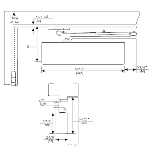 P7500-694 Norton 7500 Series Non-Hold Open Institutional Door Closer with Parallel Arm Application Only in Medium Amber