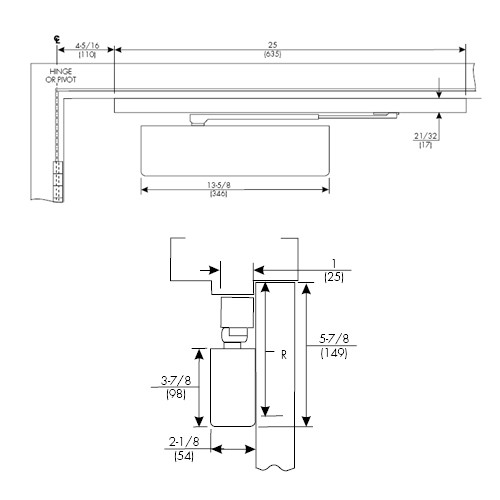 PS7540ST-690 Norton 7500 Series Non-Hold Open Institutional Door Closer with Push Side Low Profile Slide Track in Statuary Bronze