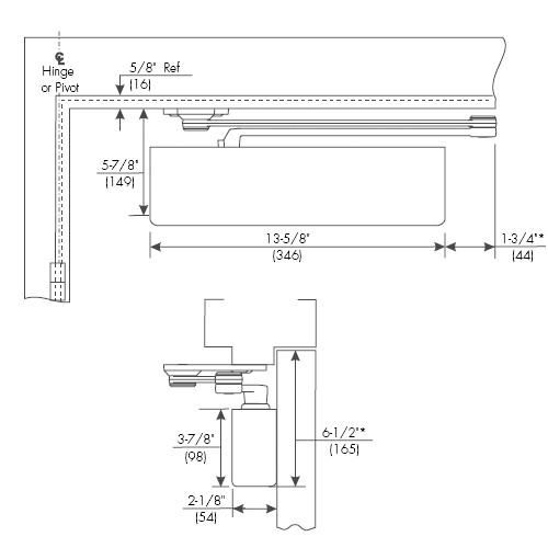 PR7500DA-696 Norton 7500 Series Non-Hold Open Institutional Door Closer with Parallel Rigid Arm in Gold