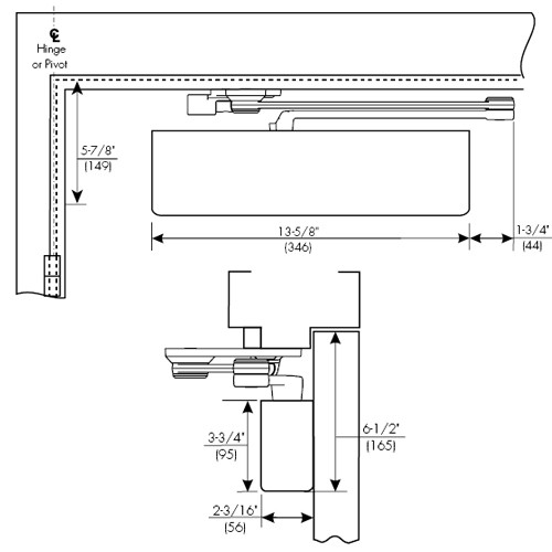 CPS7570-694-LH Norton 7570 Series Security Door Closer with CloserPlus Spring Arm in Medium Amber Finish