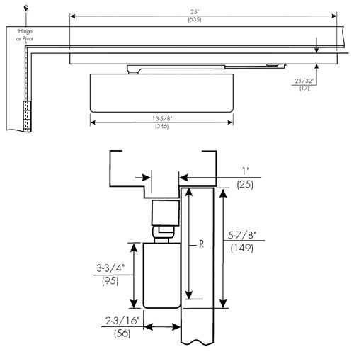 PS7570ST-691-RH Norton 7570 Series Security Door Closer with Push Side Slide Track Arm in Dull Bronze Finish