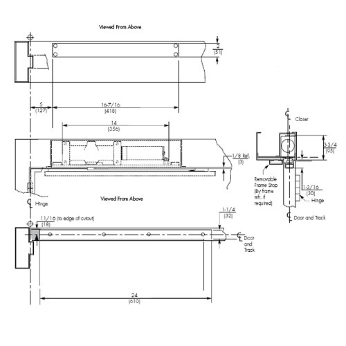 7900-694-LH Norton 7900 Series Non-Hold Open Overhead Concealed Closers with Multi-Sized Spring 1-6 in Medium Amber Finish