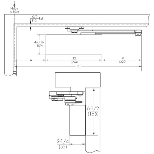 CLP9500-693 Norton 9500 Series Non-Hold Open Cast Iron Door Closer with CloserPlus Arm in Black Finish