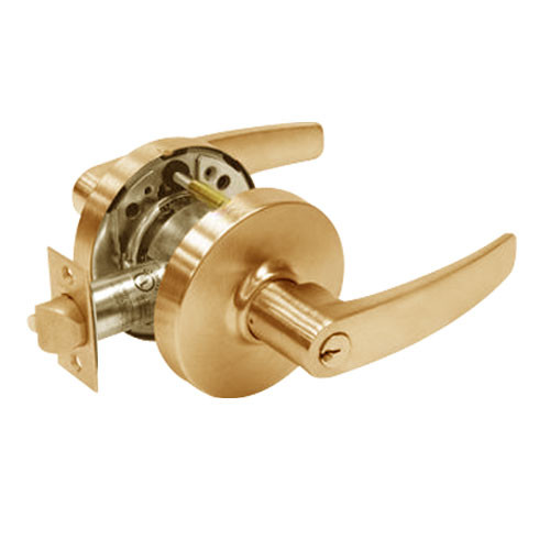 28-10G38-LB-10 Sargent 10 Line Cylindrical Classroom Locks with B Lever Design and L Rose in Satin Bronze