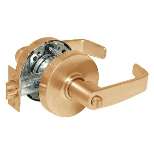 28-10U68-LL-10 Sargent 10 Line Cylindrical Hospital Privacy Locks with L Lever Design and L Rose in Satin Bronze