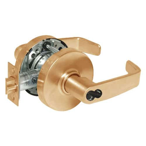 2870-10G24-LL-10 Sargent 10 Line Cylindrical Entry Locks with L Lever Design and L Rose Prepped for SFIC in Satin Bronze
