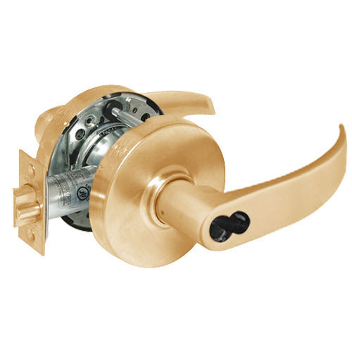 2860-10G38-LP-10 Sargent 10 Line Cylindrical Classroom Locks with P Lever Design and L Rose Prepped for LFIC in Satin Bronze