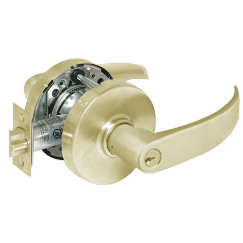 28-10G37-LP-04 Sargent 10 Line Cylindrical Classroom Locks with P Lever Design and L Rose in Satin Brass