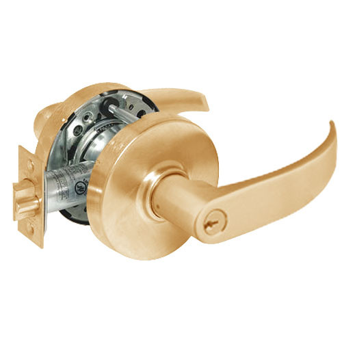 28-10G38-LP-10 Sargent 10 Line Cylindrical Classroom Locks with P Lever Design and L Rose in Satin Bronze
