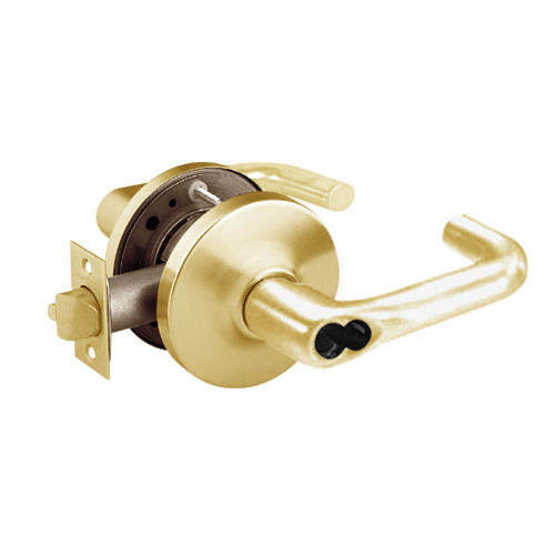 2860-10G04-GJ-03 Sargent 10 Line Cylindrical Storeroom/Closet Locks with J Lever Design and G Rose Prepped for LFIC in Bright Brass
