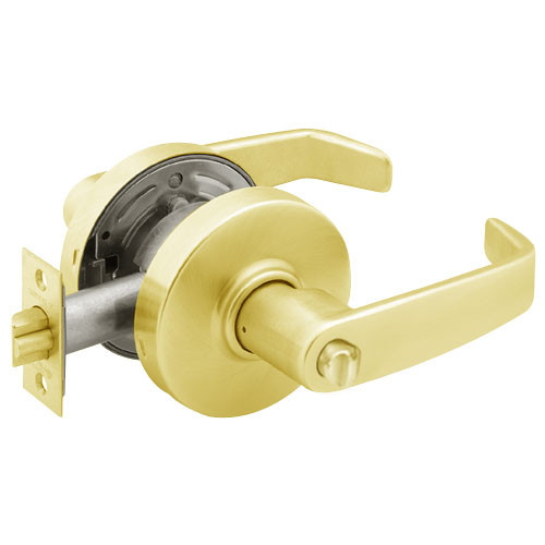 28-7U68-LL-03 Sargent 7 Line Cylindrical Hospital/Privacy Locks with L Lever Design and L Rose in Bright Brass