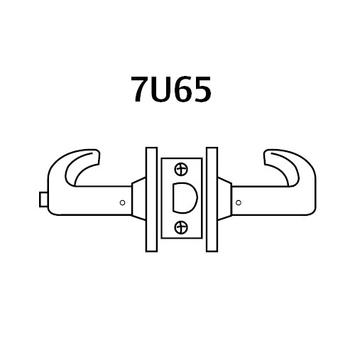 28-7U65-LB-03 Sargent 7 Line Cylindrical Privacy Locks with B Lever Design and L Rose in Bright Brass