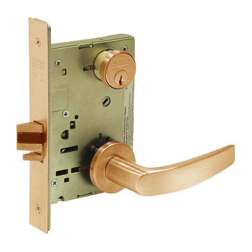 8231-LNB-10 Sargent 8200 Series Utility Mortise Lock with LNB Lever Trim in Satin Bronze