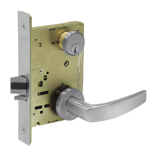 8236-LNB-26D Sargent 8200 Series Closet Mortise Lock with LNB Lever Trim in Satin Chrome
