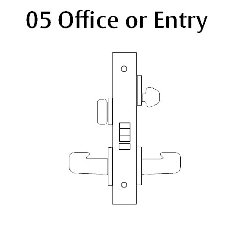LC-8205-LNL-26 Sargent 8200 Series Office or Entry Mortise Lock with LNL Lever Trim Less Cylinder in Bright Chrome