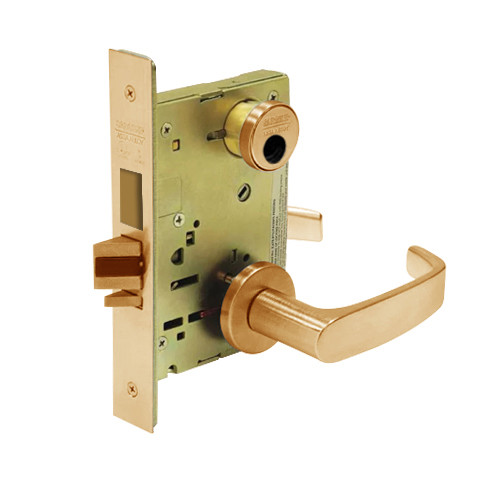 LC-8252-LNL-10 Sargent 8200 Series Institutional Mortise Lock with LNL Lever Trim Less Cylinder in Satin Bronze
