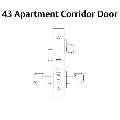 LC-8243-LNB-32D Sargent 8200 Series Apartment Corridor Mortise Lock with LNB Lever Trim and Deadbolt in Satin Stainless Steel