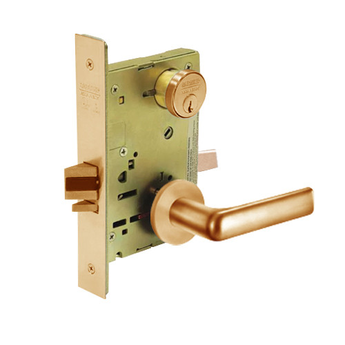 8256-LNE-10 Sargent 8200 Series Office or Inner Entry Mortise Lock with LNE Lever Trim in Satin Bronze