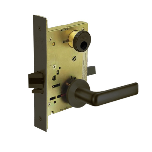 LC-8256-LNE-10B Sargent 8200 Series Office or Inner Entry Mortise Lock with LNE Lever Trim Less Cylinder in Oil Rubbed Bronze