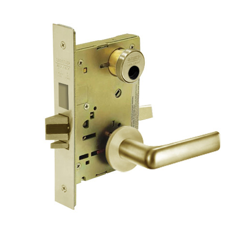 LC-8245-LNE-04 Sargent 8200 Series Dormitory or Exit Mortise Lock with LNE Lever Trim and Deadbolt Less Cylinder in Satin Brass