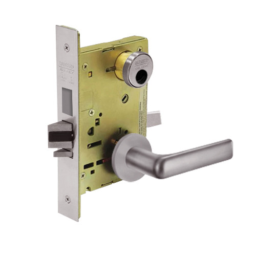 LC-8245-LNE-32D Sargent 8200 Series Dormitory or Exit Mortise Lock with LNE Lever Trim and Deadbolt Less Cylinder in Satin Stainless Steel
