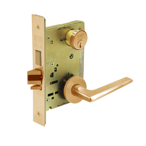 8252-LNF-10 Sargent 8200 Series Institutional Mortise Lock with LNF Lever Trim in Dull Bronze