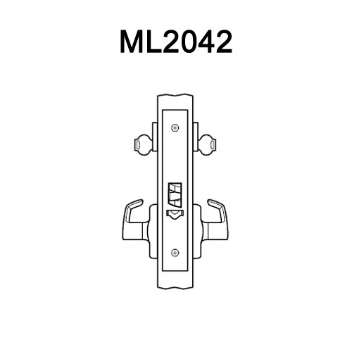 ML2042-LSA-625 Corbin Russwin ML2000 Series Mortise Entrance Locksets with Lustra Lever in Bright Chrome