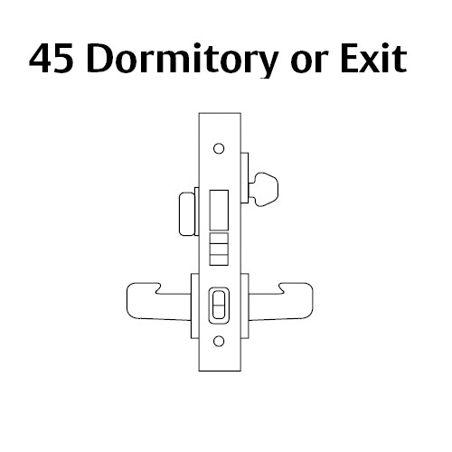 LC-8245-LNW-26D Sargent 8200 Series Dormitory or Exit Mortise Lock with LNW Lever Trim and Deadbolt Less Cylinder in Satin Chrome