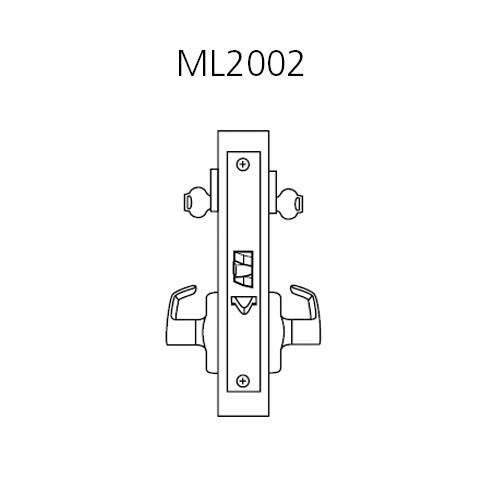 ML2002-DSA-612-LH Corbin Russwin ML2000 Series Mortise Classroom Intruder Locksets with Dirke Lever in Satin Bronze