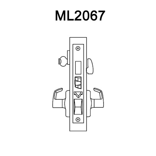 ML2067-DSA-613-RH Corbin Russwin ML2000 Series Mortise Apartment Locksets with Dirke Lever and Deadbolt in Oil Rubbed Bronze