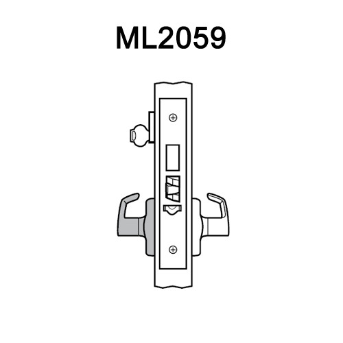 ML2059-ESA-605-LH Corbin Russwin ML2000 Series Mortise Security Storeroom Locksets with Essex Lever and Deadbolt in Bright Brass